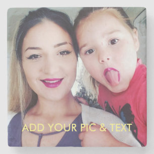 Simple Modern Custom Photo Text Template Stone Coaster