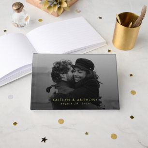 Simple Modern Custom Photo Wedding Guest Book