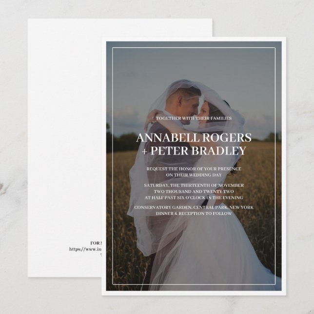 Simple Modern Custom Photo Wedding Invitation (Front/Back)