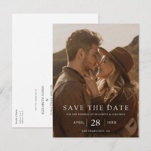 Simple Modern Custom Photo Wedding Save the Date Announcement Postcard