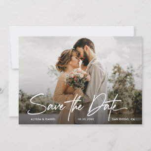 Simple Modern Custom photo wedding save the date Invitation