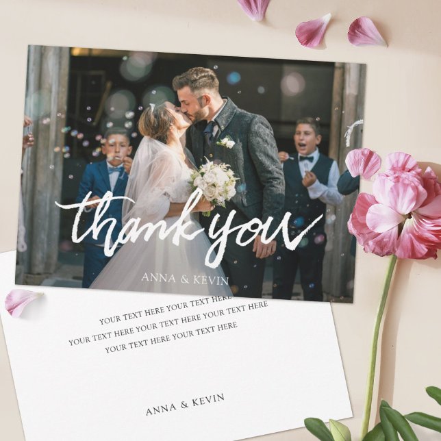Simple Modern Custom Photo Wedding Thank You Card (Creator Uploaded)
