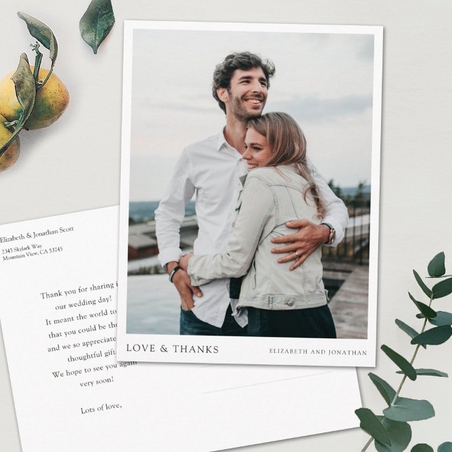 Simple Modern Custom Photo Wedding Thank You Postcard (Creator Uploaded)