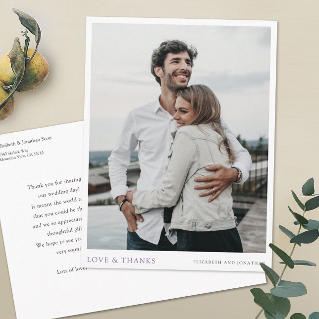 Simple Modern Custom Photo Wedding Thank You Postcard (Creator Uploaded)