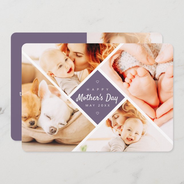 Simple Modern Custom Photos Happy Mother's Day Card (Front/Back)