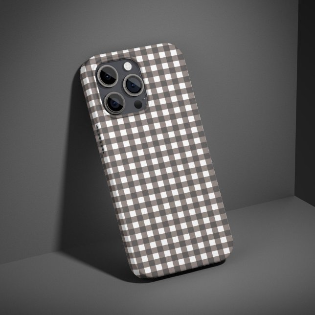 simple modern Cute Espresso brown gingham pattern  Case-Mate iPhone Case (Creator Uploaded)