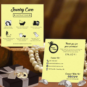 Simple Modern Cute Pastel Yellow Jewellery Care Ti Enclosure Card