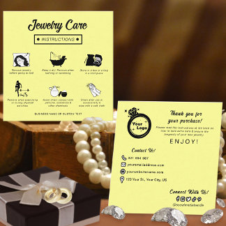 Simple Modern Cute Pastel Yellow Jewellery Care Ti Enclosure Card