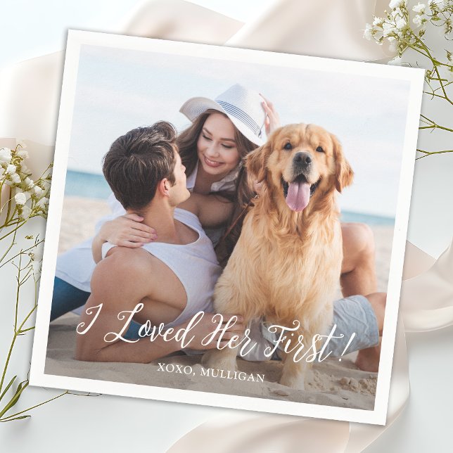 Simple Modern Cute Photo Funny Pet Dog Wedding Napkin (Creator Uploaded)