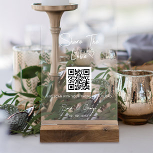 Simple Modern Cute QR Code Photo Sharing  Acrylic Sign