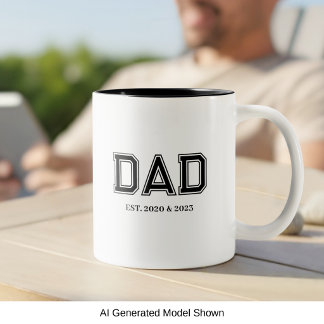 Simple Modern Dad Established College Typography Two-Tone Coffee Mug
