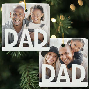 Simple Modern Dad Photo Ceramic Ornament