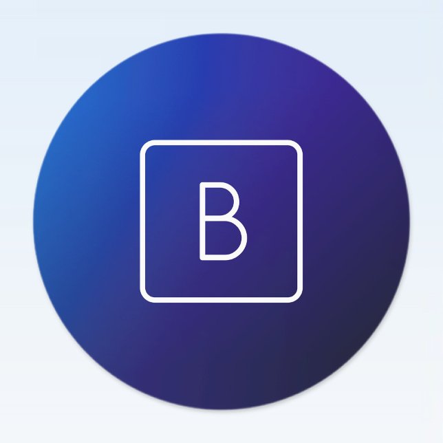 Simple Modern Dark Blue Ombre Gradient & Monogram (Creator Uploaded)