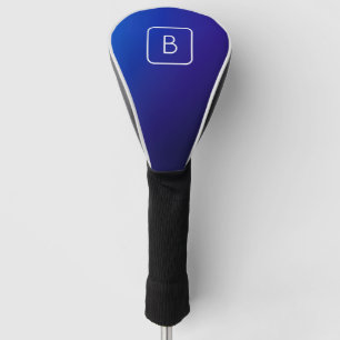 Simple Modern Dark Blue Ombre Gradient & Monogram Golf Head Cover