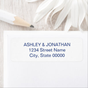 Simple Modern Dark Blue Text Return Address Label