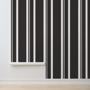 Simple Modern Dark Brown White Stripes Wallpaper