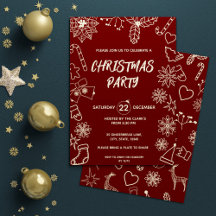 Simple Modern Dark Red and Gold Elegant Xmas Party