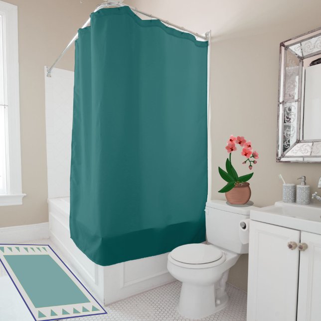 Simple Modern Dark Teal Green Solid Jewel Tone  Shower Curtain (A simple, modern teal green shower curtain will freshen up your bathroom décor.)