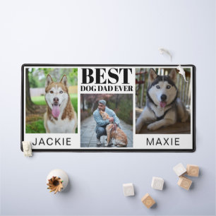 Simple Modern Dog Dad Three Photo Collage  Desk Mat