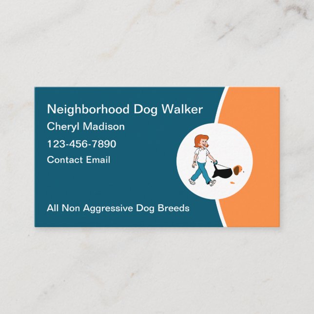 Simple Modern Dog Walking Business Cards (Front)