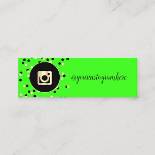 Simple Modern ,Dots, Gold Instagram Green Neon Mini Business Card