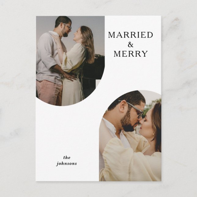 Simple Modern Double Arch Two Photo  Holiday Postcard (Front)