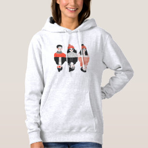 Simple modern drawing of cool young people hoodie