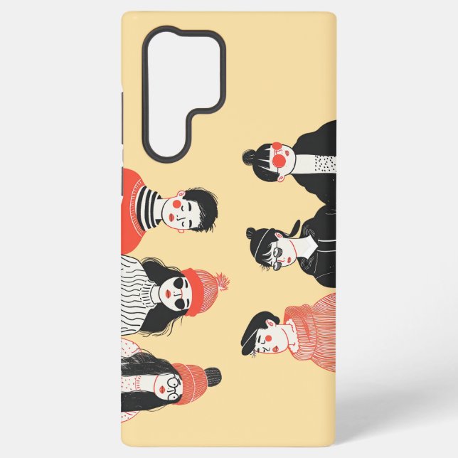 Simple modern drawing of cool young people  samsung galaxy s22 ultra case (Back)