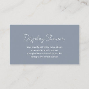 Simple Modern Dusty Blue Boy Baby Display Shower Enclosure Card