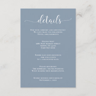 Simple Modern Dusty Blue Wedding Enclosure Card