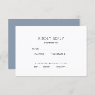 Simple Modern Dusty Blue Wedding RSVP Invitation