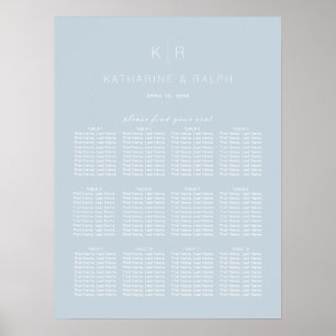Simple Modern Dusty Blue Wedding Seating Chart