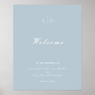 Simple Modern Dusty Blue Wedding Welcome Poster