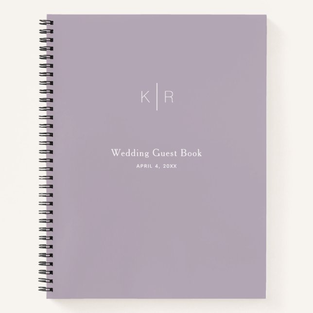 Simple Modern Dusty Lilac Wedding Guest Book (Front)