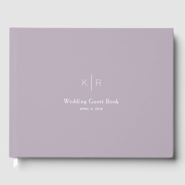 Simple Modern Dusty Lilac Wedding Guest Book (Front)