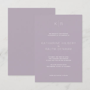 Simple Modern Dusty Lilac Wedding Invitation