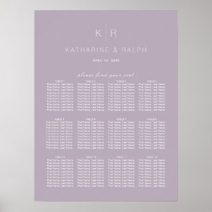 Simple Modern Dusty Lilac Wedding Seating Chart