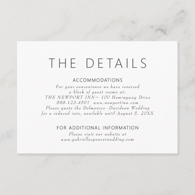 Simple Modern Dusty Purple Wedding Details  Enclosure Card (Front)