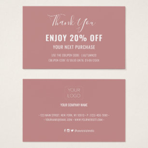 Simple Modern Dusty Rose Discount Coupon Card