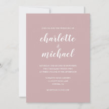 Simple Modern Dusty Rose Wedding Invitation