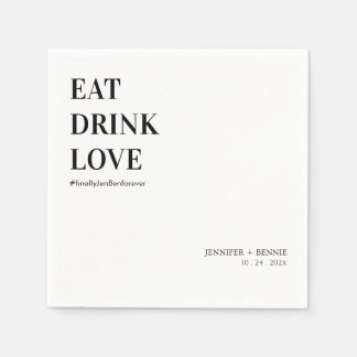 Simple Modern Eat Drink Love Minimalist Wedding Napkin