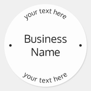 Simple Modern Editable Text   White & Black Classic Round Sticker