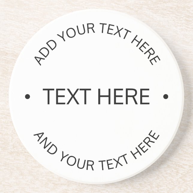 Simple Modern Editable Text | White & Black Coaster (Front)