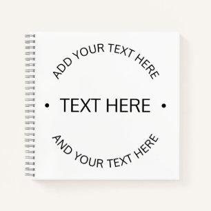 Simple Modern Editable Text   White & Black Notebook