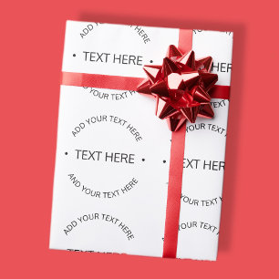Simple Modern Editable Text White & Black Wrapping Paper