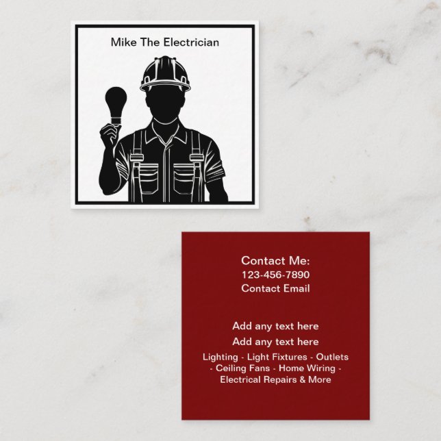 Simple Modern Electrician Business Cards Design (Front/Back)