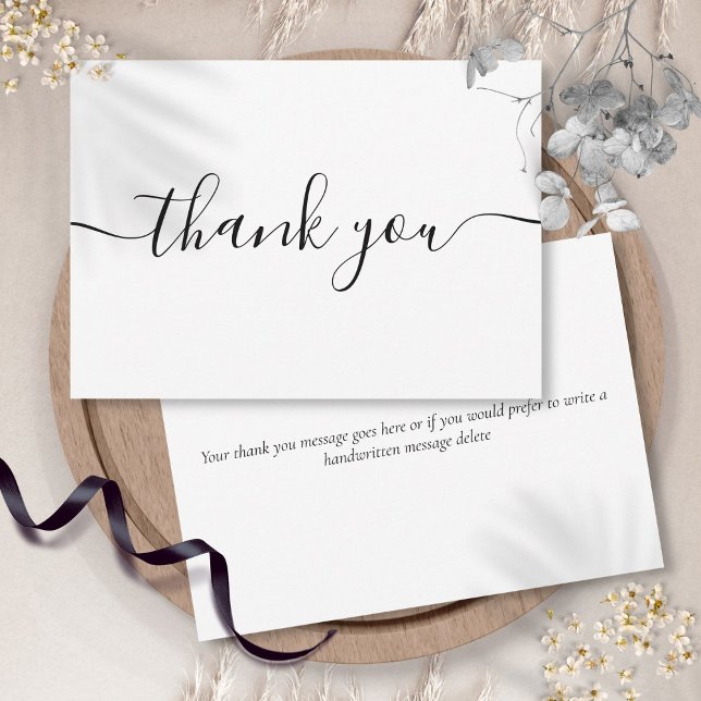Simple Modern Elegant Black Script Thank You Card (Simple Modern Elegant Black Script Thank You Card)