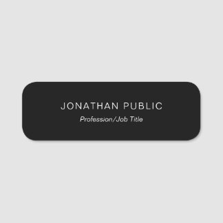 Simple Modern Elegant Black Template Rounded Name Tag