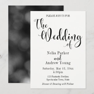 Simple, Modern Elegant Black Text Wedding Invitation