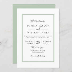 Simple Modern Elegant Border Script Wedding Invitation